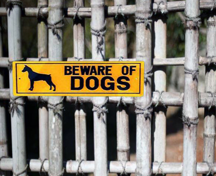 Dinos Warning Beware Of Dog Sign (Doberman