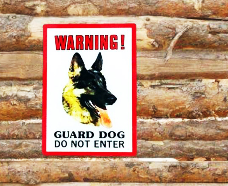 Dinos Warning Guard Dog Sign (German Shepherd-Alsation)