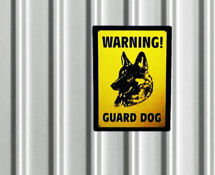 Dinos Warning Guard Dog Sign (Large)